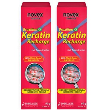 Novex Keratin Recharge Leave In Conditioner 2 pack - Reconstructive Keratin, Frizz control & Damage Repair