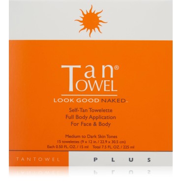 Tan Towel Full Body Plus Creme, 15 Count