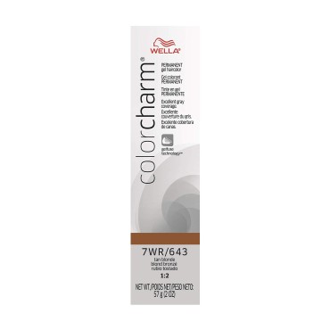 WELLA Color Charm Permanent Gel Hair Color for Gray Coverage, 7WR Tan Blonde, 2 oz