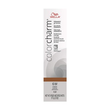 WELLA Color Charm Permanent Gel, Hair Color for Gray Coverage, 6W Praline