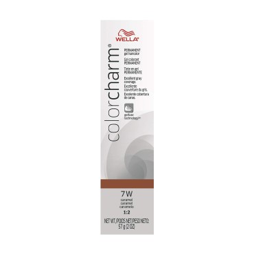 WELLA Color Charm Permanent Gel, Hair Color for Gray Coverage, 7W Caramel