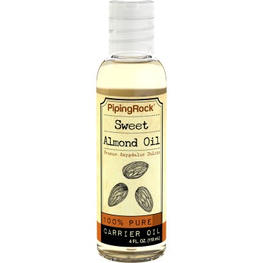 Sweet Almond Oil 4 fl oz | Carrier Oil | Moisturizing Massage Oil for Face, Hair, Skin, and Nails | by Piping Rock