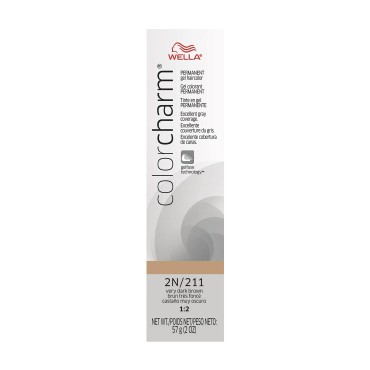 WELLA Color Charm Permanent Gel Hair Color for Gray Coverage, 2N/211 Very Dark Brown, 2 oz