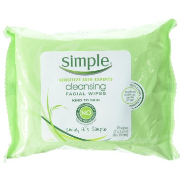 Simple Cleansing Facial Wipes 25 Count (Pack of 3)