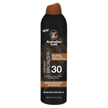 Australian Gold Continuous Spf#30 Spray 6 Ounce With Bronzer (177ml) (3 Pack)