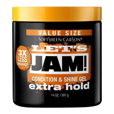 Lets Jam Condition & Shine Gel Extra Hold 14 Ounce Jar (414ml) (3 Pack)