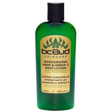 BC Bud Hemp Body Lotion, Hemp & Omega 3 Daily Body Moisturizer for Dry, Itchy or Irritated Skin, Green Tea Fragrance, Men & Women, Paraben Free, 8oz