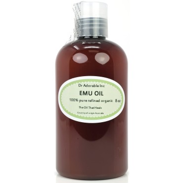 Australian Emu Oil by Dr. Adorable Triple Refined Organic 100% Pure 8 Oz