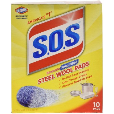 SOS Wool Steel Soap Pads 10 ct (Pack of 6)