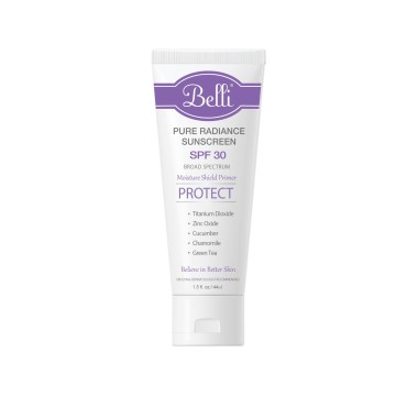 Belli Skincare Pure Radiance Sunscreen SPF 30 for Face & Body, Moisture Shield Primer, Mineral Sunscreen, Chemical & Paraben Free, Pregnancy Safe, 1.5 oz