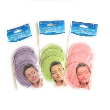 Microfiber Facial Scrubber, Three Packs of 3 (9 Total Scrubbers) - Assorted Colors