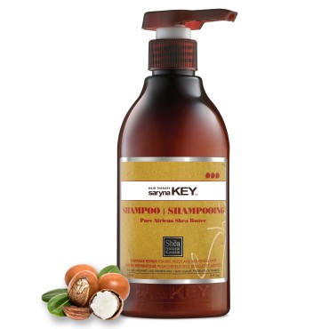 Saryna Key Shampoo for Damaged Hair with Pure African Shea Butter - Moisturizing Shampoo for Dry Damaged Hair - Professional Keratin Treatment - Sulfate Free, No Parabens, Cruelty Free (500ml/16.9oz)