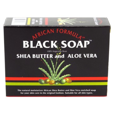African Formula Black Soap 3.5 Ounce Shea Butter & Aloe Vera (103ml) (3 Pack)