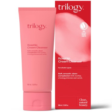 Trilogy Rosehip Cream Cleanser - With Evening Primrose, Rosehip & Carrot for a Smooth & Clean Complexion, Made for All Skin Types, 3.38 fl oz (100 ml)