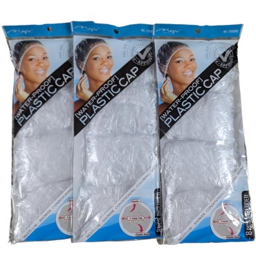 Magic 8pc Clear Plastic Cap Elastic Band Water-pro...