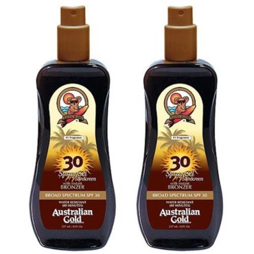 Australian Gold SPF 30 Spray Gel Sunscreen with Bronzer 2 Pack