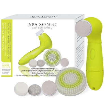 Spa Sonic Skin Care System Face and Body Polisher Professional Kit, Optic Yellow