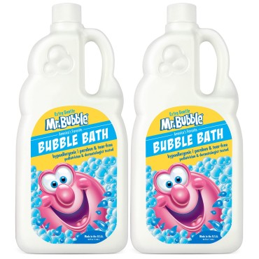 Mr. Bubble Extra Gentle Bubble Bath - Hypoallergenic, Tear Free Bubble Bath Solution Perfect for Sensitive Skin (Pack of 2 Bottles, 36 fl oz Each)