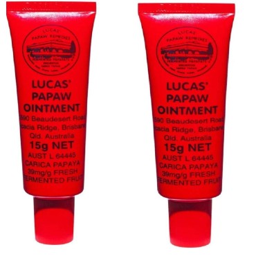 Two Tubes of Lucas' Papaw Ointment 15g with Lip Ap...