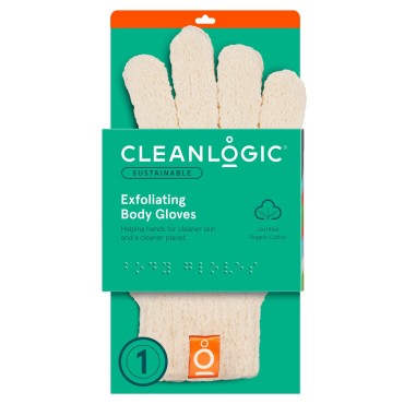 CleanLogic Exfoliating Bath and Shower Gloves, Cer...