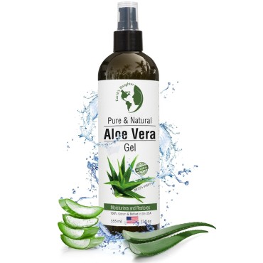 Earth's Daughter Organic Aloe Vera Gel from 100% Pure and Natural Cold Pressed Aloe - Moisturizes - Great for Face - Hair- Sunburn - Aftershave - Bug Bites - 12 oz.