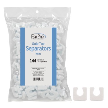 ForPro Sole Toe Separators, White, Individual Toe Separators for Pedicures, 144-Count