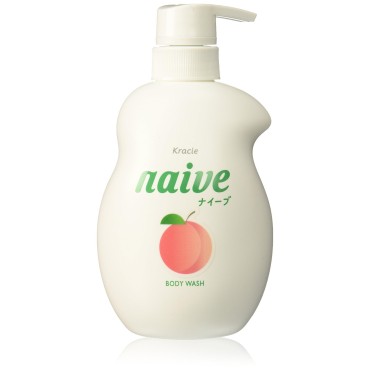 KRACIE Naive Body Pump Soap, Peach, 17.9 Ounce
