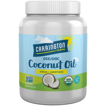 Carrington Farms Gluten Free, Unrefined, Cold Pressed, Virgin Organic Coconut Oil, 54 oz. (Ounce), Perfect Coconut Oil For Skin & Hair Care, Cooking, Baking, & Smoothies