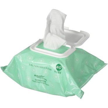 Equate Sensitive Cleansing Facial Wipes, Compare to Simple Cleansing Facial Wipes, 40 Count