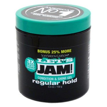Lets Jam Condition & Shine Gel Regular Hold 5.5 Ounce Jar (162ml) (Pack of 2)