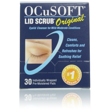 OCuSOFT Lid Scrub Original Eyelid Cleanser - Pre-Moistened Eyelid Wipes for Mild to Moderate Conditions - Eyelid Cleanser to Clean, Comfort & Soothe Irritated Eyelids - 30 Count