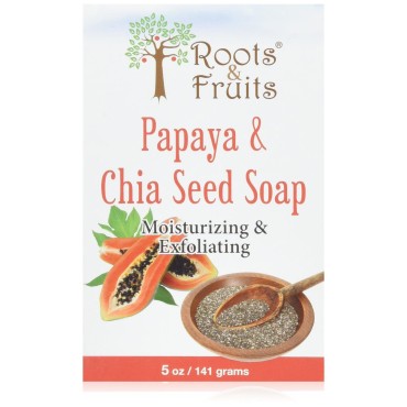Roots & Fruits Bar Soap Papaya & Chia Seed Moisturizing & Exfoliating, 5 Oz