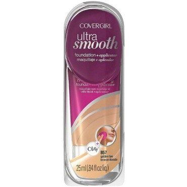 CoverGirl Ultrasmooth Foundation Plus Applicator, Golden Tan 857, 0.85 Fluid Ounce