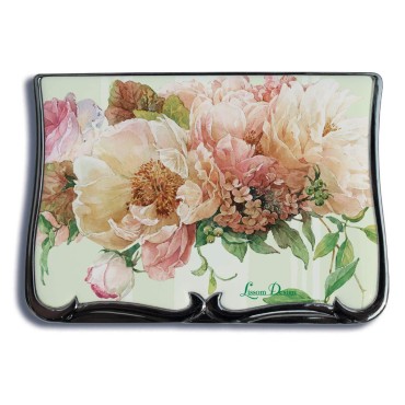 Lissom Design Compact Mirror - Handheld Magnifying Cosmetic Mirror, 3.5 x 2.63-Inch, Cottage in Bloom - Rose