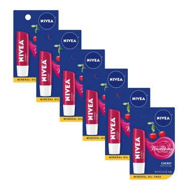NIVEA Cherry Lip Care - Tinted Red for Beautiful, Moisturized Lips - .17 oz. Stick (Pack of 6)