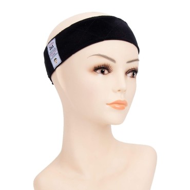 GEXWORLDWIDE GEX Beauty Flexible Velvet Wig Grip Wig Band Scarf Head Hair Band Adjustable Fastern(Deep Black)