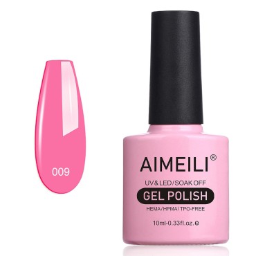 AIMEILI Soak Off U V LED Light Pink Gel Nail Polish - Pertty Pretty in Pink (009) 10ml