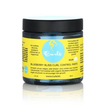 Curls Blueberry Bliss Control Paste - Slicks Down Edges - For Wavy, Curly, and Coily Hair Types - Encourage Hair Growth - 4 Fl Oz