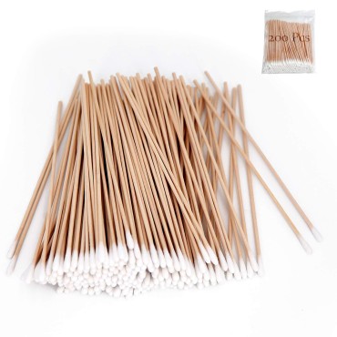 200 PCS Long Wooden Cotton Swabs, Cleaning Cotton ...