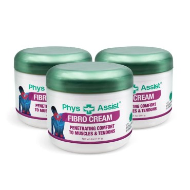 PhysAssist Fibromyalgia Cream Deep Soothing for Body, Back, Neck, Feet, Legs, Hands. 3 jars of 4 OZ (12 OZ)