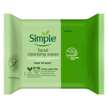 Simple Kind to Skin Cleansing Facial Wipes (25) - Pack of 6