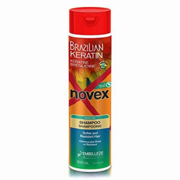Novex Brazilian Keratin Shampoo 10 oz - Reconstructive Keratin, Frizz control & Damage Repair