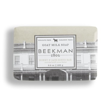 Beekman 1802 Goat Milk Body Soap Bar, Honey & Oats - Scented - 9 oz - Nourishes, Moisturizes & Hydrates - 100% Vegetable Soap with Lactic Acid - Good for Sensitive Skin - Cruelty Free