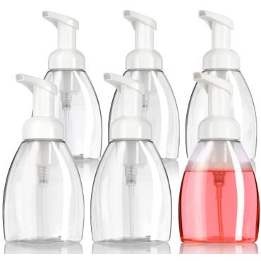 250 ml / 8.3 oz Clear Plastic Refillable Travel Foamer Pump Bottle (6 Pack)