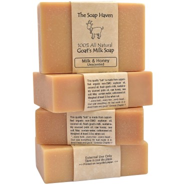 4 Goat Milk Soap Bars with Honey - Handmade in USA...