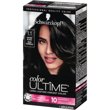 Schwarzkopf Color Ultime Permanent Hair Color Cream, 1.1 Raven Black