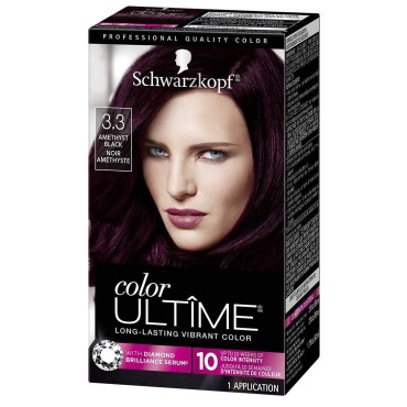 Schwarzkopf Color Ultime Permanent Hair Color Cream, 3.3 Amethyst Black