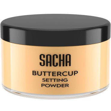 Sacha BUTTERCUP Setting Powder Makeup 1.75 Oz. Translucent Setting Powder for Oily Skin Finishing Powder Loose Powder Makeup Blurring Powder Blurs Fine Lines and Pores For Medium to Dark Skin Tones