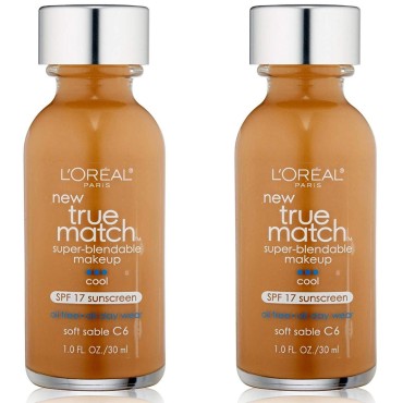 Loreal Paris True Match Super Blendable SPF 17 Cool Soft Sable Foundation Makeup - 2 per case.