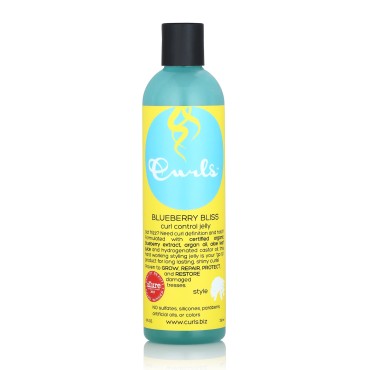 Curls Blueberry Bliss Control Jelly - Define & Defrizz - Wash and Go's, Twist Outs, Braid Outs, and Roller Sets - For Wavy, Curly, and Coily Hair Types 8oz